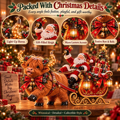 💥LAST DAY 50% OFF🐮🎅 Santa’s Highland Cow Christmas Sleigh