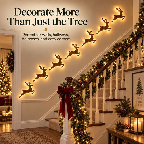 🔥LAST DAY 49% OFF -🦌 7-Piece Glowing Reindeer Wall Decor