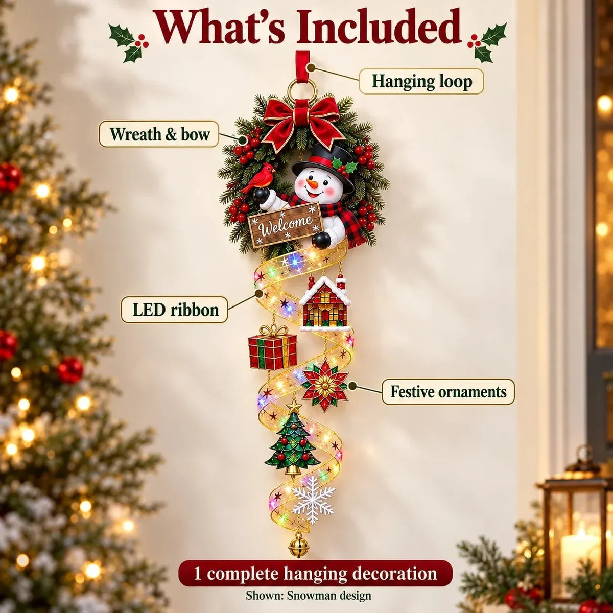 🔥 LAST DAY 49% OFF 🎄✨ Stained-Glass Christmas Hanging Door Decor