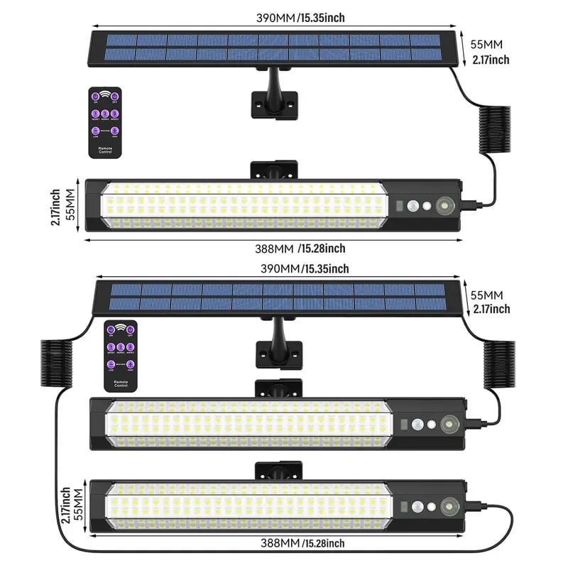 High-brightness solar wall light with motion sensor activation