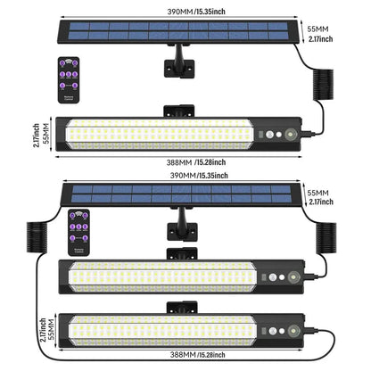 High-brightness solar wall light with motion sensor activation