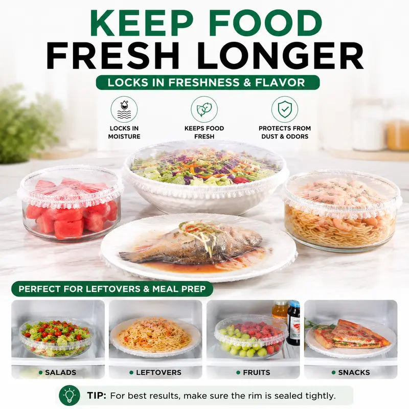 🥗  100PCS Ultra Stretch Food Covers | Keep Every Meal Fresh Longer🥡
