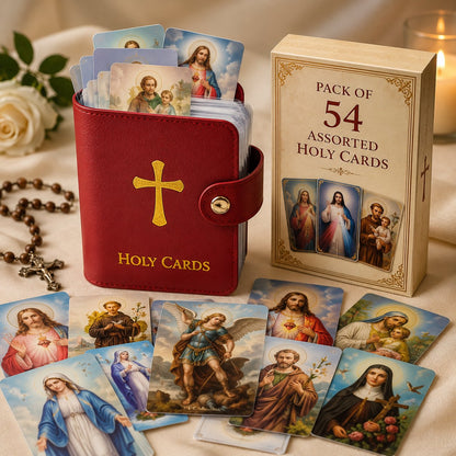 ✝️ Genuine Leather Prayer Card Holder – Pocket Holy Card Organizer with Snap Closure 🙏✨