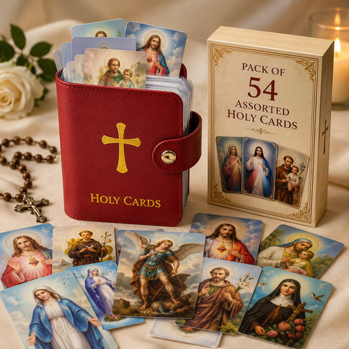 ✝️ Genuine Leather Prayer Card Holder – Pocket Holy Card Organizer with Snap Closure 🙏✨