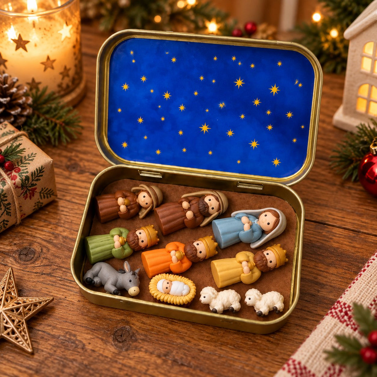 ✨Last Day 49% OFF-✝️ Mini Nativity Scene Keepsake Tin — Pocket-Sized Christmas Holy Family Set