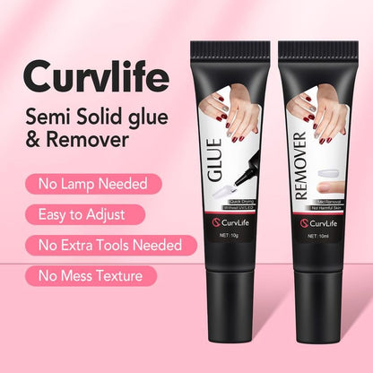 🔥 Last Day Limited Time Promotion🔥Newly Upgraded 10g Quick-Drying Semi-Solid Nail Glue with 10ml Remover – Long-Lasting Adhesive Gel