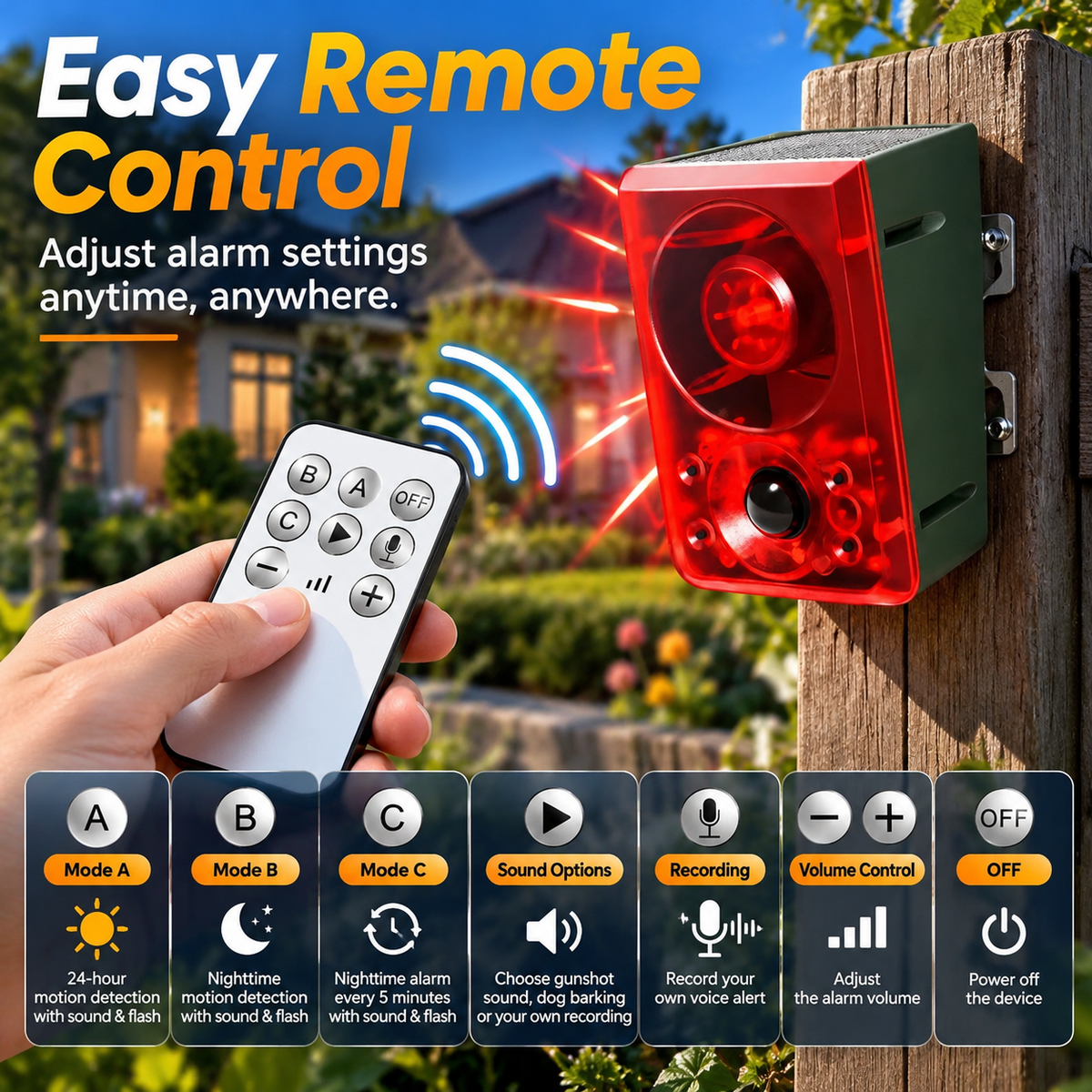 🔥 Last Day 50% OFF-🏠Solar-Powered Outdoor Motion-Activated Alarm – Supports Voice Recording and Volume Adjustment
