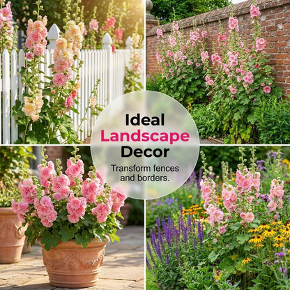 🌺Mixed Double Hollyhock Perennial Flower Seeds✨🌱Perennial Garden Flower