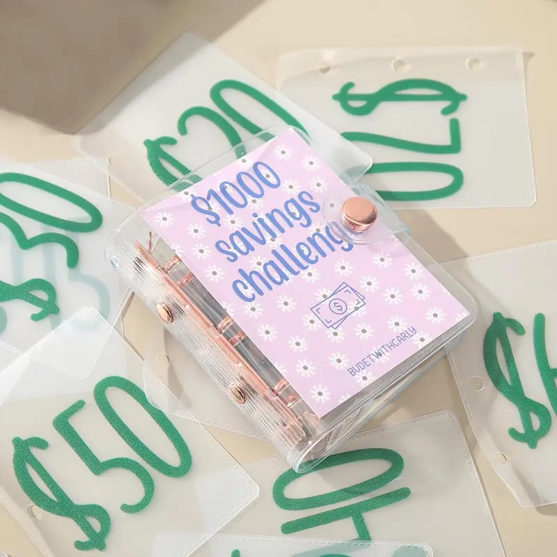 💰$1,000 Savings Challenge Binder – Budget Planner & Cash Stuffing System