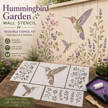 🌿🌸Garden Bloom Wall Stencil Collection – Reusable DIY Floral Painting Templates