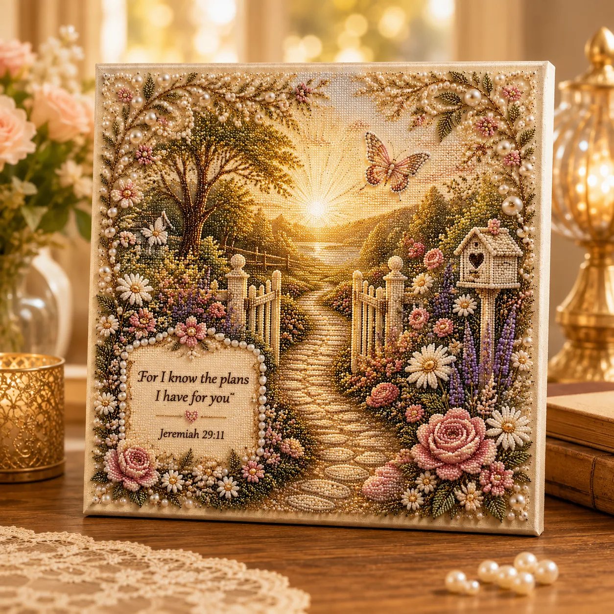 🌿Garden of Faith 3D Pearl Art Kit – Christian Scripture DIY Decor 🙏