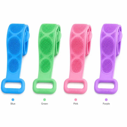 🚿 2-in-1 Silicone Back Scrubber – Double-Sided Exfoliating Brush with Soft Bristles & Mesh Sponge, Long Strap for Deep Body Cleansing, At-Home Self-Care🎁Buy 1 Get 1 Free