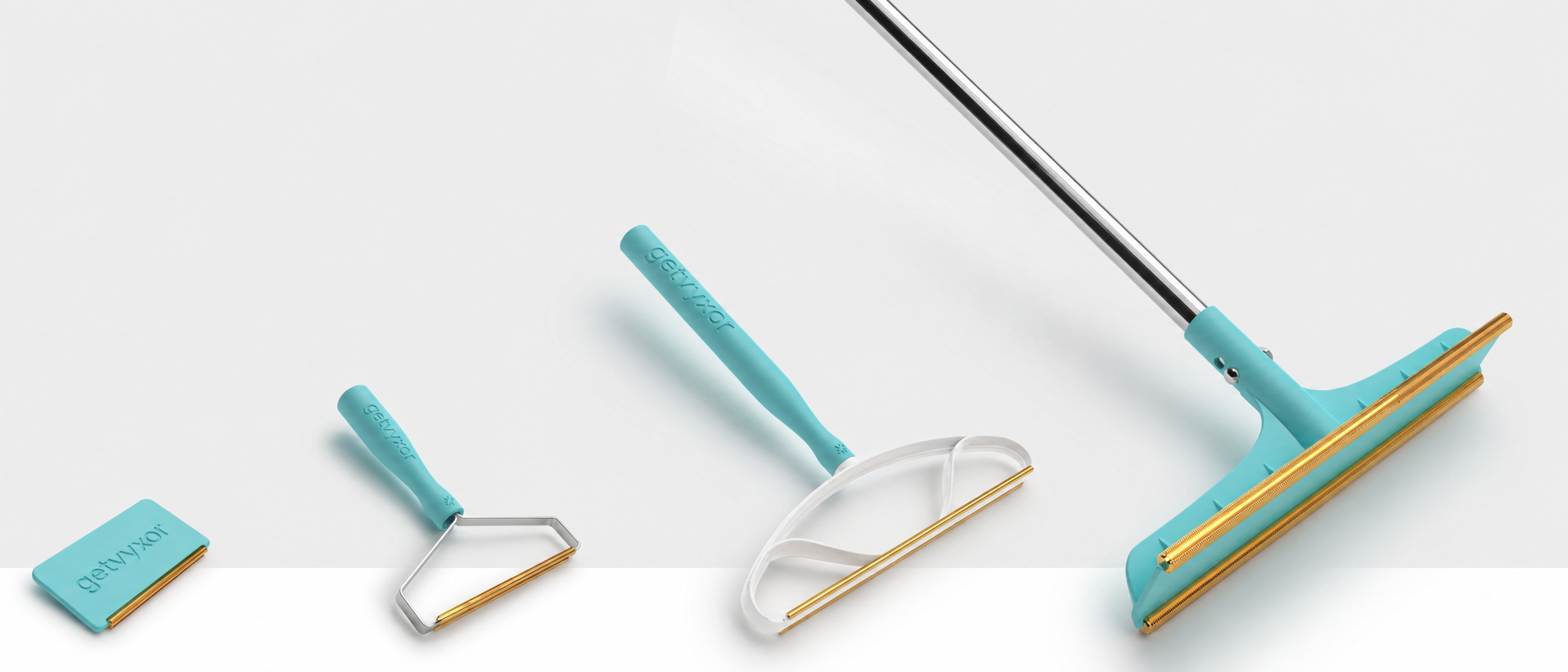 Getvyxor pet hair remover system with mini, handheld, wide and long-handle tools