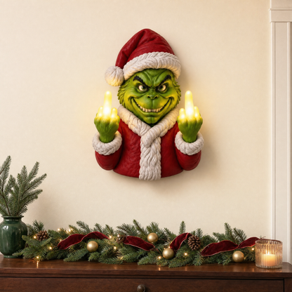 Light-Up Middle Finger Santa Wall Décor
