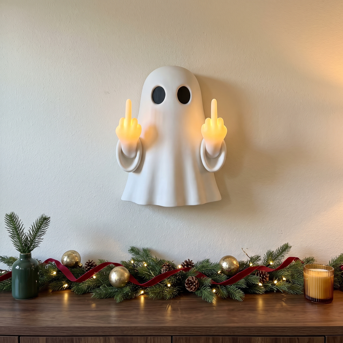 Light-Up Middle Finger Santa Wall Décor