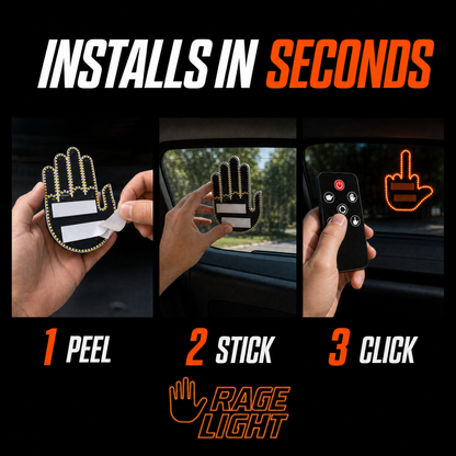 🚗 Rage Light – 4-Gesture LED Car Window Sign with Remote