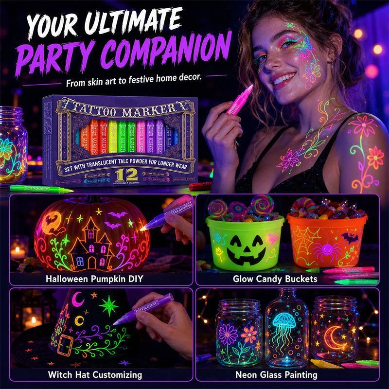 Novocanvas Glow Party Tattoo Pens