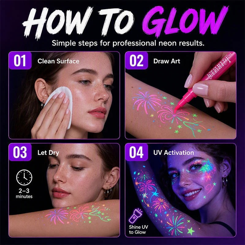Novocanvas Glow Party Tattoo Pens