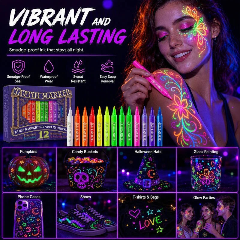 Novocanvas Glow Party Tattoo Pens
