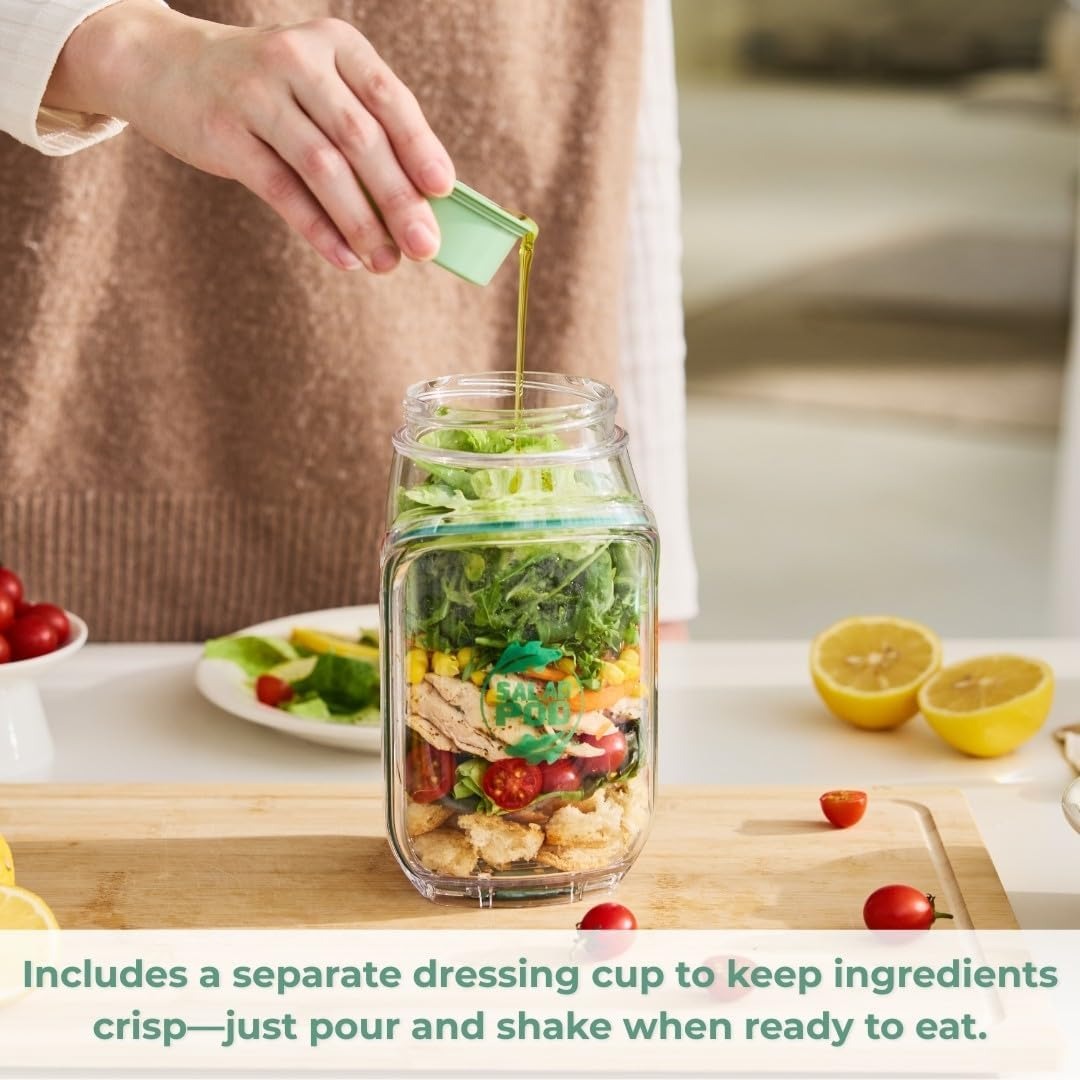 🥗 Portable Leakproof Salad Container Lid-to-Bowl Design for Gym Office Travel