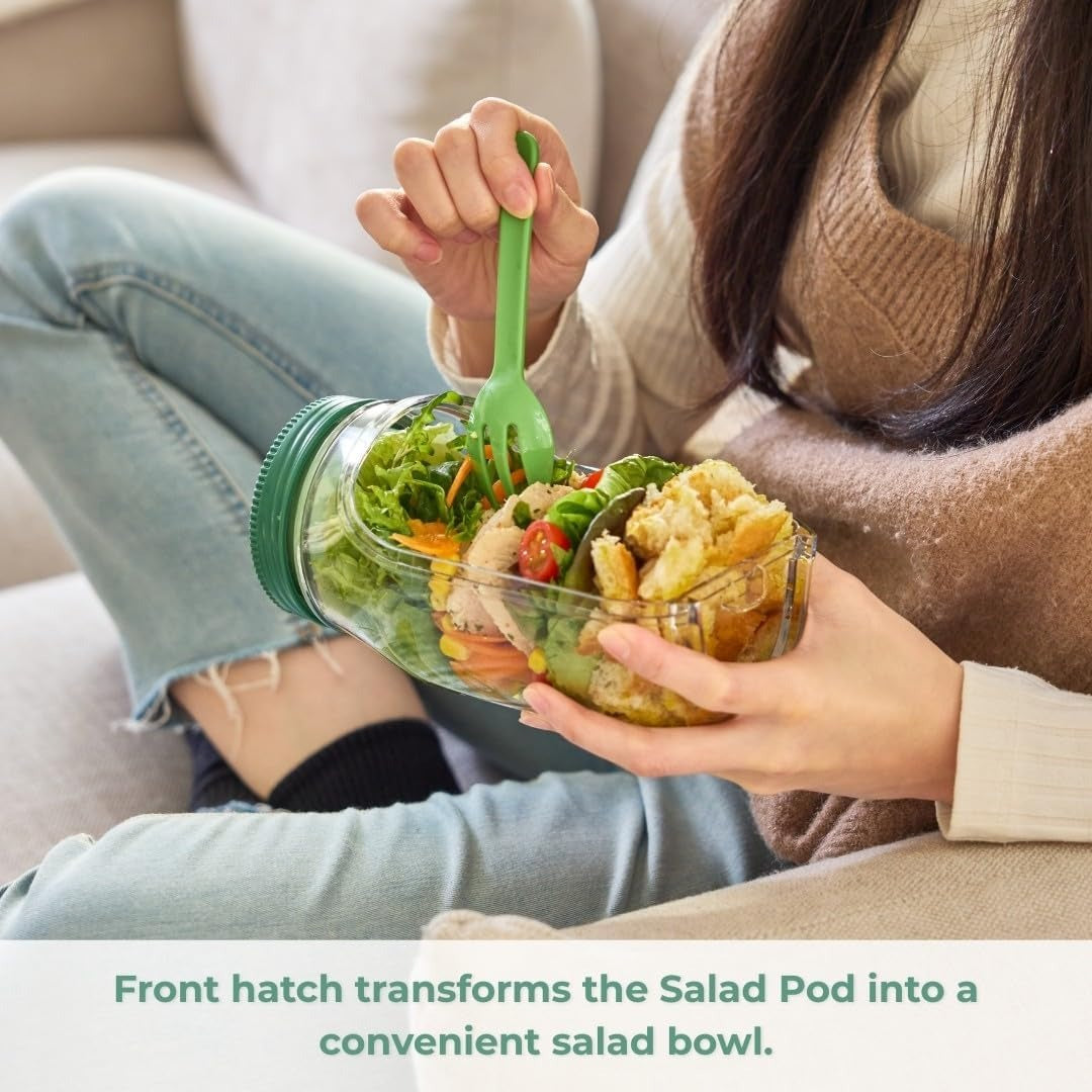 🥗 Portable Leakproof Salad Container Lid-to-Bowl Design for Gym Office Travel