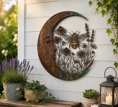 Last Day 50% OFF🌙🐝 Enchanted Crescent Moon Bee Wall Art