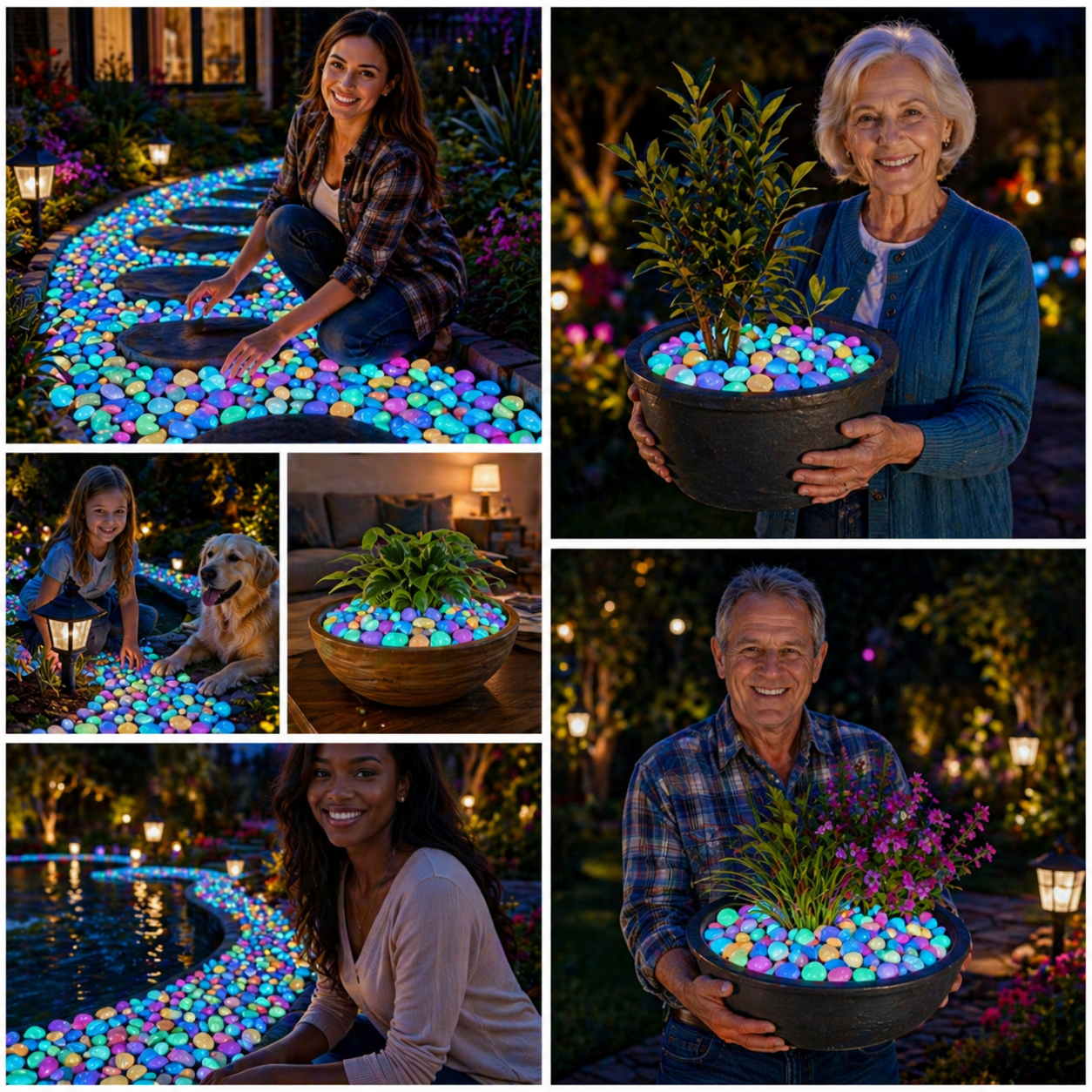 🌈Colorful Glow-in-the-Dark Garden Stones