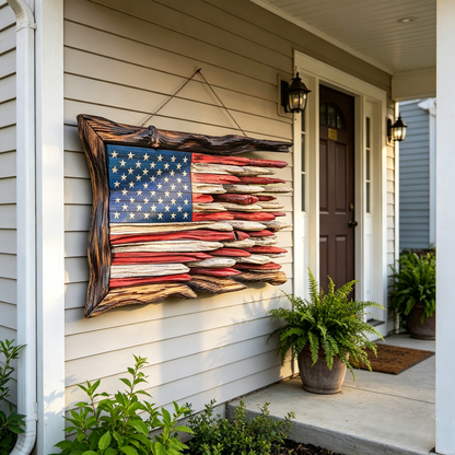 🇺🇸 Driftwood American Flag Wall Art Patriotic Handmade Decor