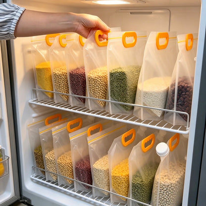 🌾 Reusable 1500ML Rice Storage Pouches Airtight Grain Cereal Bags With Handle