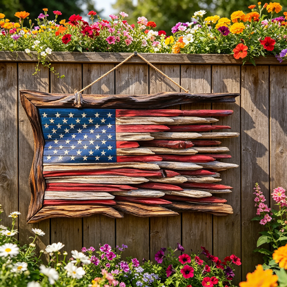 🇺🇸 Driftwood American Flag Wall Art Patriotic Handmade Decor