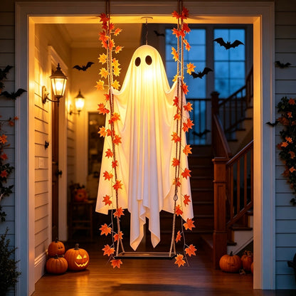 Light-Up Swinging Hanging Ghost Halloween Outdoor Decoration