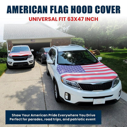 🔥65K+ Sold American Eagle Car Hood Flag Cover 🇺🇸🦅 No Glue, No Tools, Install in 1 Minute 🚗