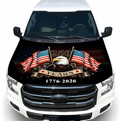 🔥65K+ Sold American Eagle Car Hood Flag Cover 🇺🇸🦅 No Glue, No Tools, Install in 1 Minute 🚗