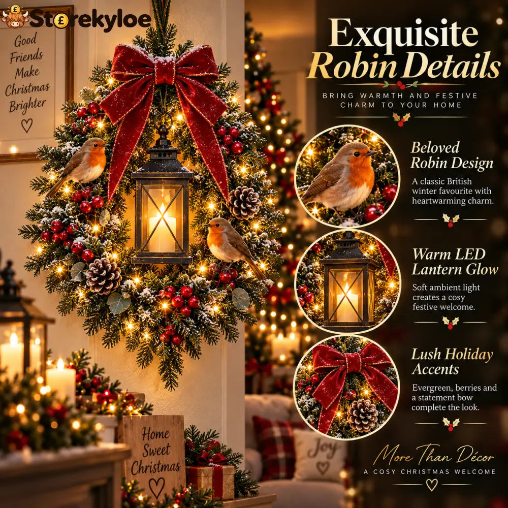 ✨Last Day 49% OFF✨🐦 A Robin Glow™ – Lighted Robin Christmas Wreath