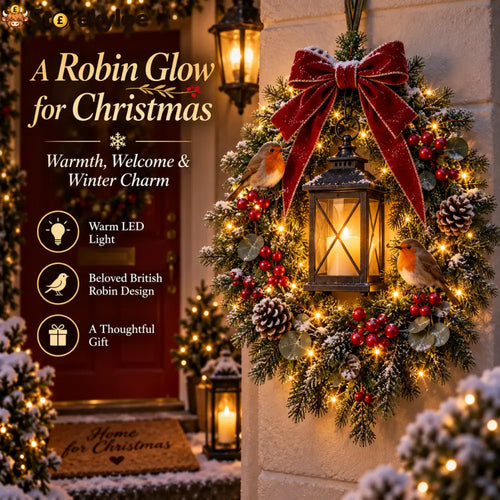 ✨Last Day 49% OFF✨🐦 A Robin Glow™ – Lighted Robin Christmas Wreath