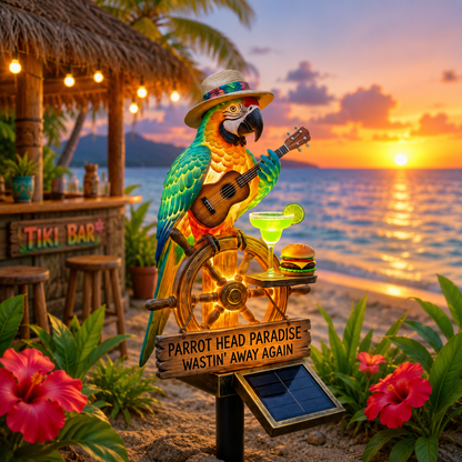 🔥Summer Hot Sale 49% OFF🌴Solar-Powered Parrot Head Paradise Garden Light “Wastin' Away Again”
