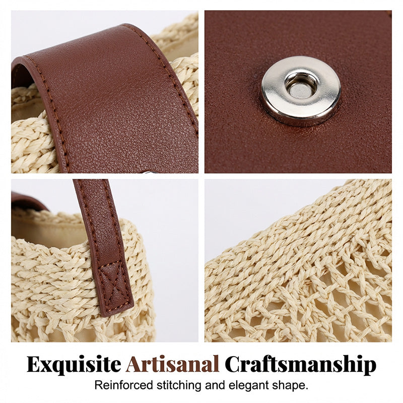 🌿 Boho Woven Half Moon Crossbody Bag for Women Summer Beach Purse