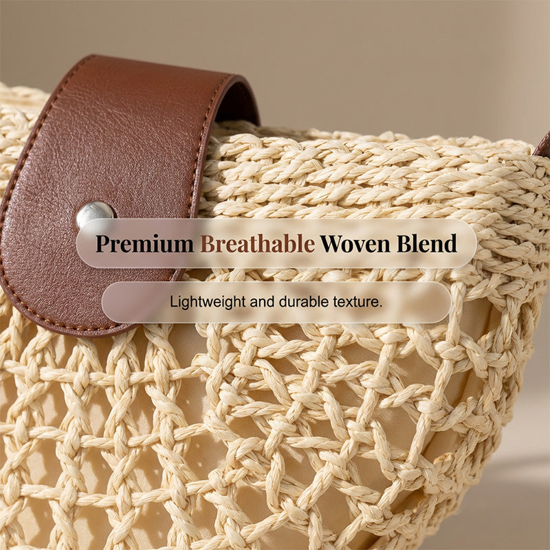 🌿 Boho Woven Half Moon Crossbody Bag for Women Summer Beach Purse