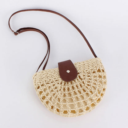 🌿 Boho Woven Half Moon Crossbody Bag for Women Summer Beach Purse