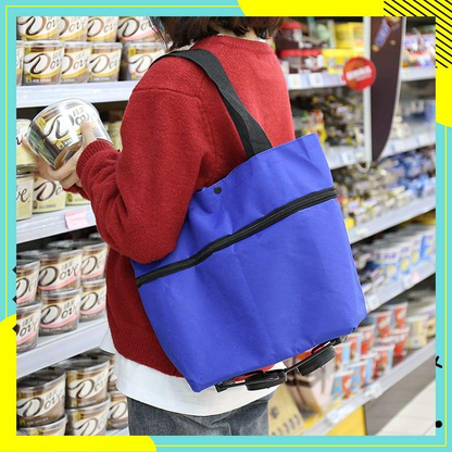 ⏰Last 4 hours Sale: Save 49%🛒 Large Capacity 2-in-1 Foldable Shopping Cart & Rolling Tote